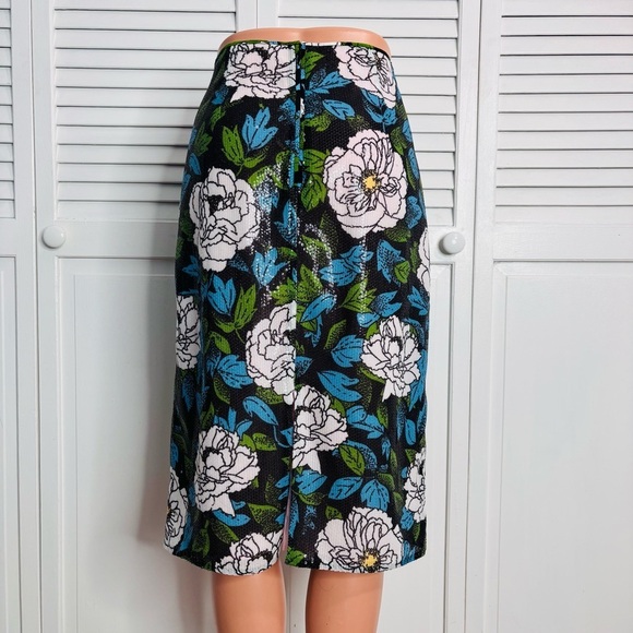 DIANE VON FURSTENBERG Boswell Sequined Floral Pencil Skirt Size 10 - Picture 9 of 10